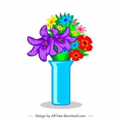 flower vase icon  colorful  flat classical decor