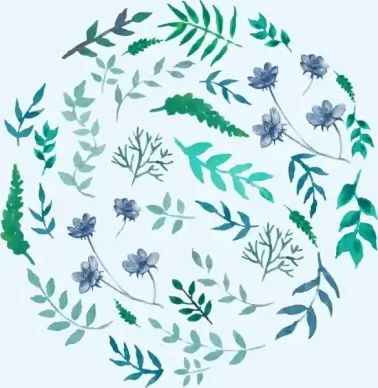 flowers background green design circle layout