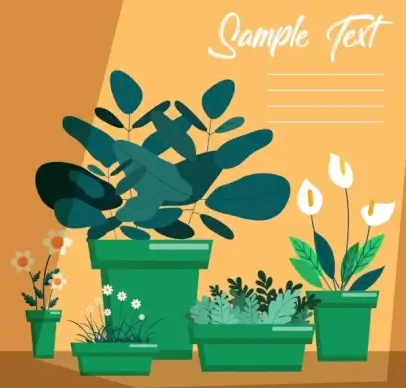 flowers background green pots leaves decoration
