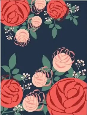 flowers background multicolored rose icons decoration