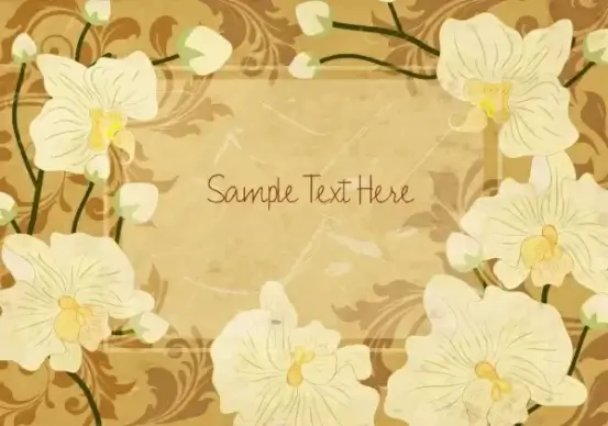 flowers background orchid icon multicolored retro design
