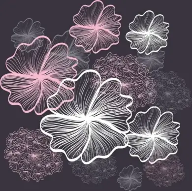 flowers background sparkling contrast sketch