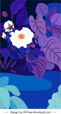 flowers background template dark retro handdrawn design