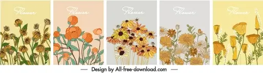 flowers background templates elegant classical handdrawn sketch