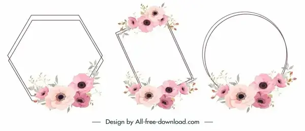 flowers border templates elegant classical decor geometry design