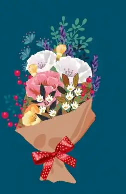 flowers bouquet painting classical colorful decor