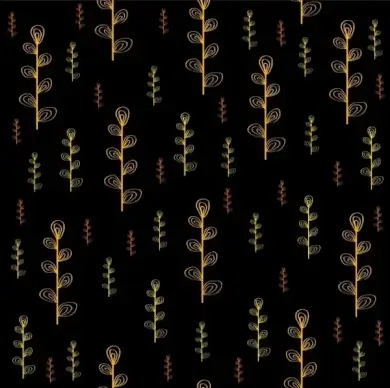 flowers dark background repeating handdrawn style