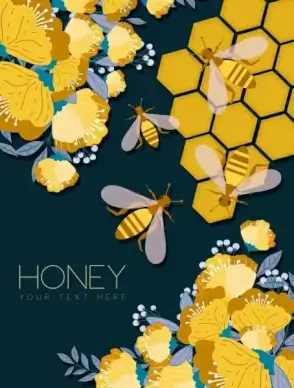 flowers honey background yellow flat decoration