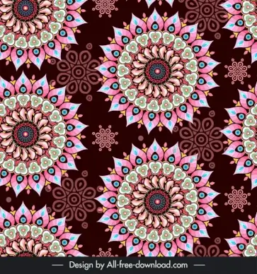flowers mandala pattern template vintage repeating illusion design