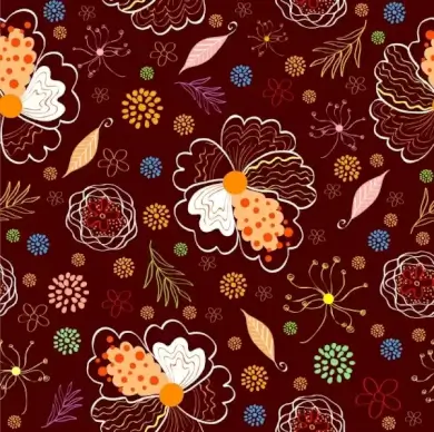 flowers pattern background colorful repeating hand drawn sketch