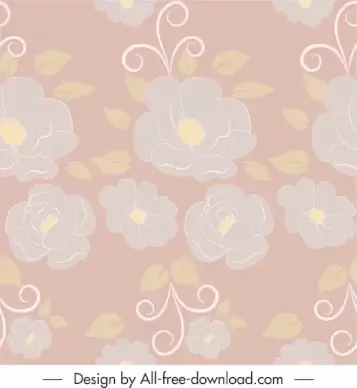 flowers pattern colored blurred flat design