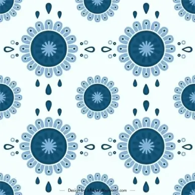 flowers pattern template classical blue repeating design