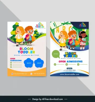 flyer preschool template cute colorful cartoon design 
