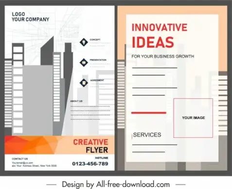 flyer template city building sketch flat design