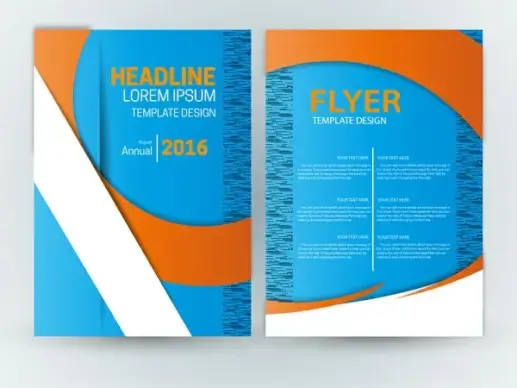 flyer template design with blue curve background