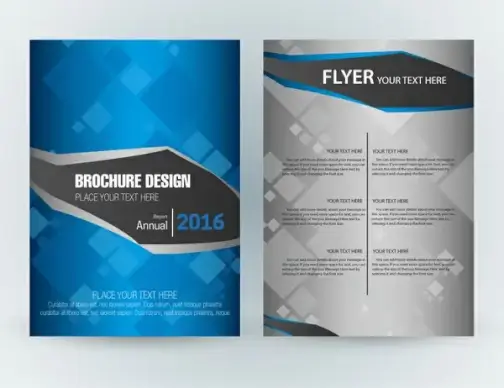 flyer template design with squares vignette style