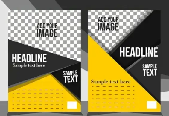 flyer template modern triangles decor checkered ornament