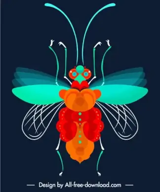 flying insect icon modern colorful symmetric design