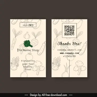 food business card templates handdrawn classic vegetables 