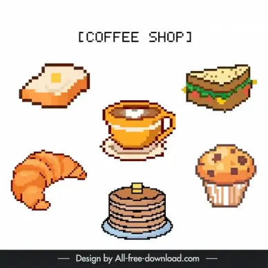 food design elements blurred pixel art illustration