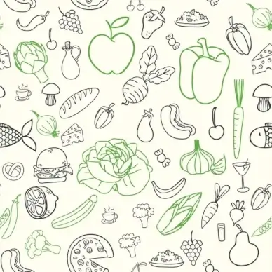 food icons illustration with sketch style