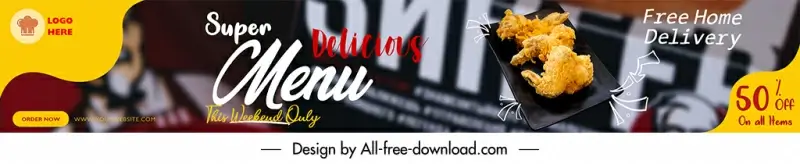 food kfc channel banner template realistic blurred design