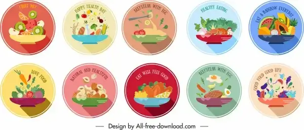 food labels templates colorful classic circle design