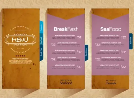 food menu design illustrations with vintage style background