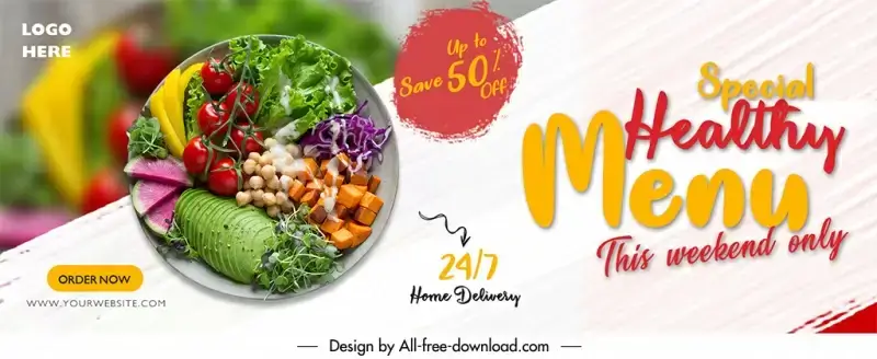 food menu restaurant banner template elegant realistic design