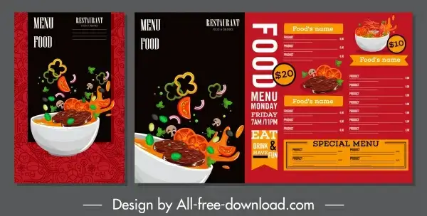 food menu template elegant foods motion decor