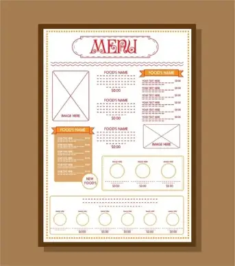 food menu template red texts on white background