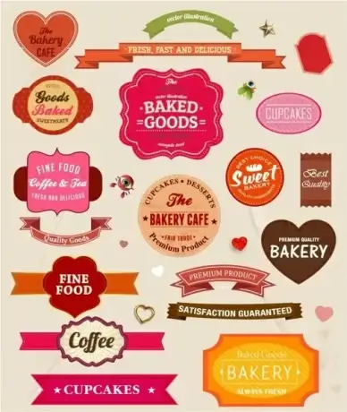 Food paper labels set