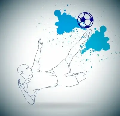 football background grunge sketch kicking player decoration