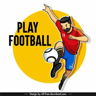 football banner dynamic player sketch cartoon design