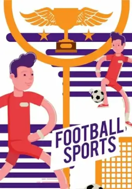 football banner players trophy icons decor
