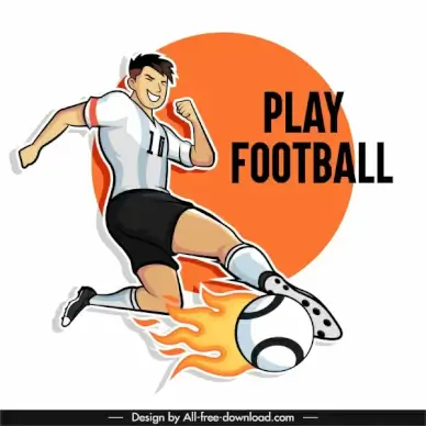 football banner template player kick sketch cartoon character