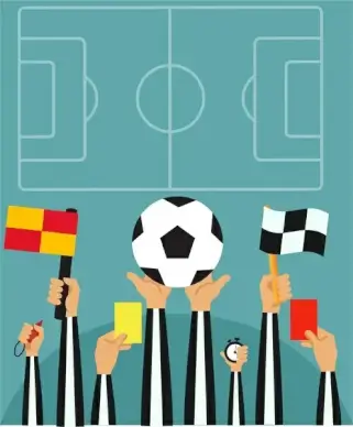 football concepts illustration with referees hands holding symbols