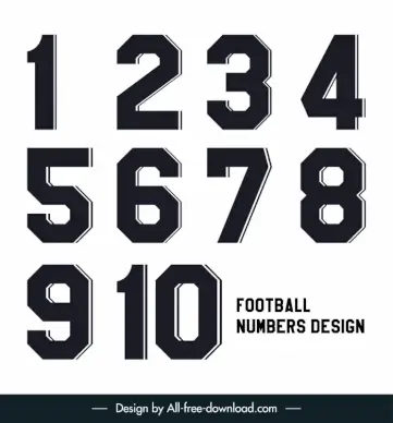 football numbers design elements flat black design