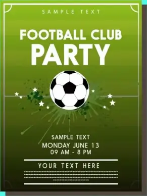 football party poster ball icons green ground backdrop