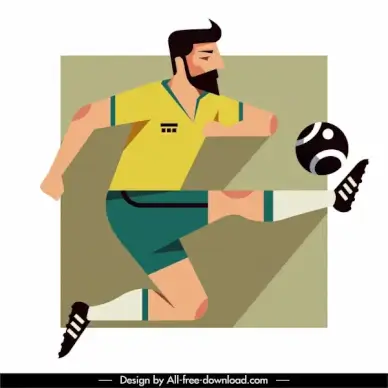 football player icon flat dynamic sketch classic design