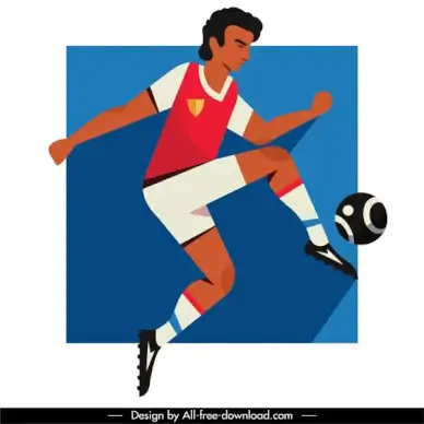 football player icon motion sketch flat design