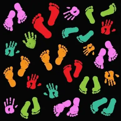 footprints fingerprints background dark colorful decor