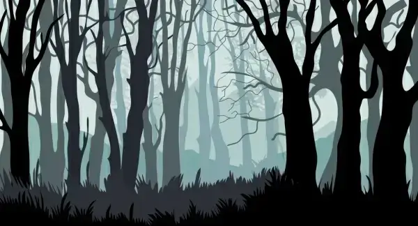 forest background leafless trees icons cartoon design