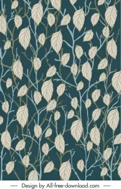 forest leaves background template classical handdrawn luxuriant sketch