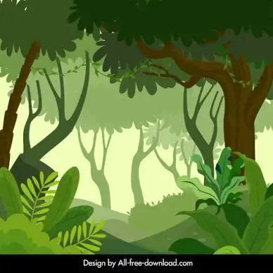 forest scene backdrop colored flat design
