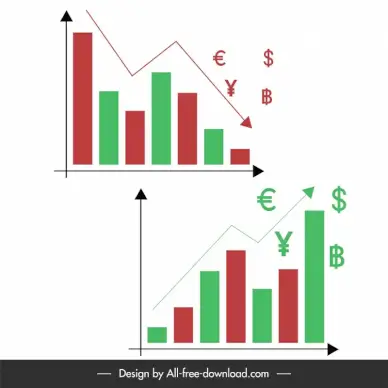forex finance column line chart flat vector