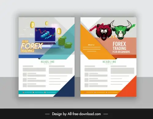 forex flyer templates business elements animals sketch