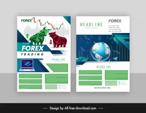 forex flyer templates dynamic low polygonal bear bull earth decor