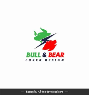 forex logo template bull bear head flat capital letters decor