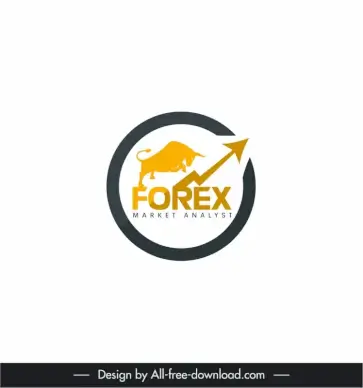 forex logo template silhouette dynamic bull arrow circle decor